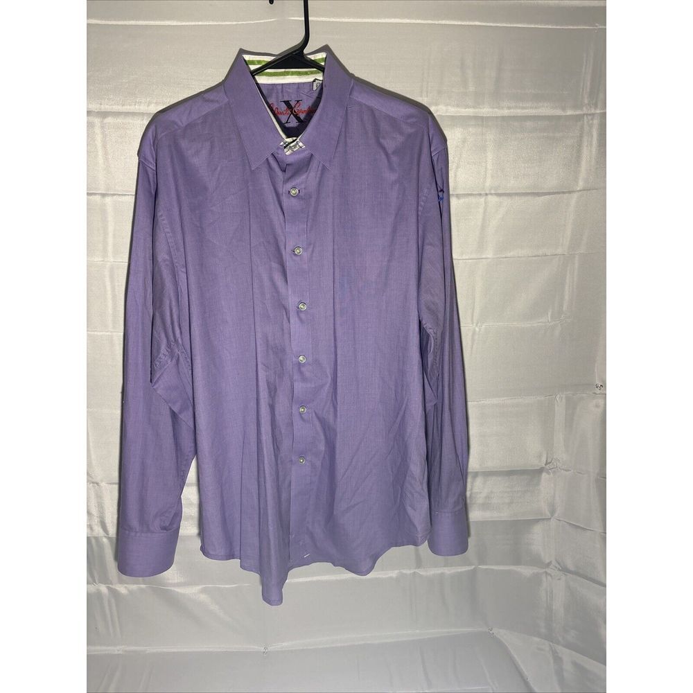 Robert Graham X Mens Sz XL Purple Dress Shirt Long Sleeve Button Front Flip Cuff